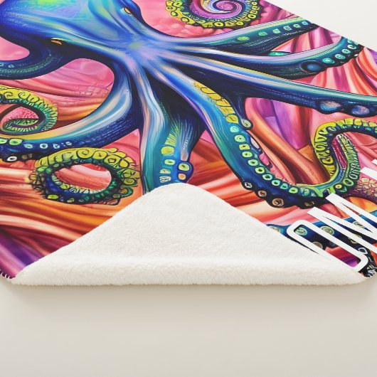 Couverture Sherpa Pieuvre de mer avec nom personnalisé (3/4)