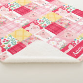 Couverture Sherpa Pig Patchwork Floral Rustique Personnalisé (3/4)