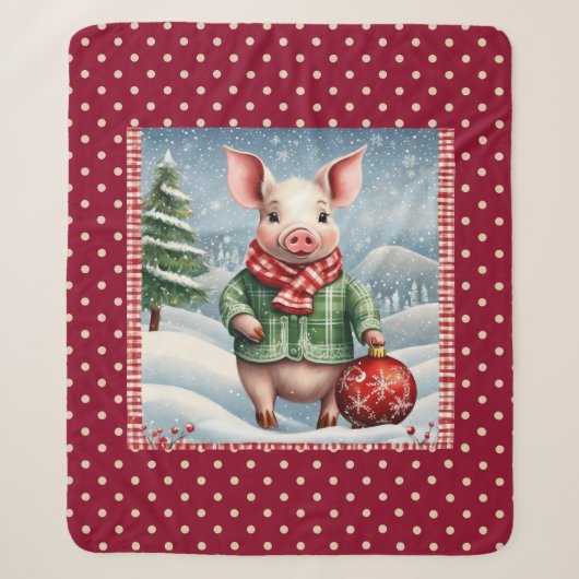 Couverture Sherpa Piglet de Noël (Devant)
