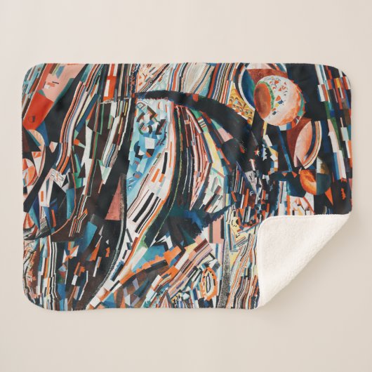 Couverture Sherpa Pile de bateau en bois marron et bleu (Devant (Horizontal))