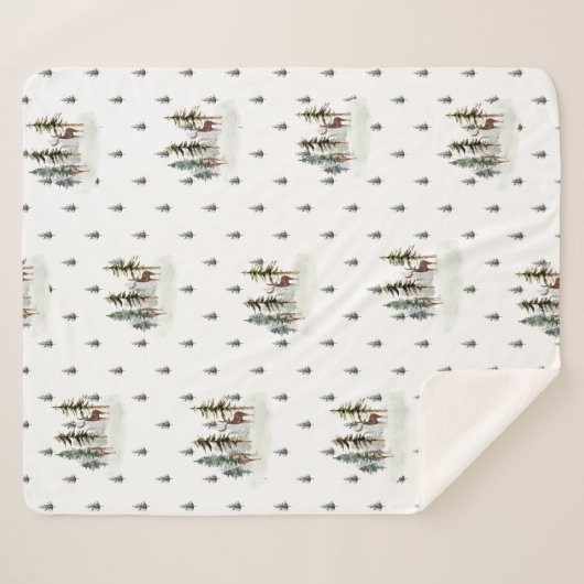 Couverture Sherpa Pin des bois Rinder de la forêt Sherpa Blanket (Devant (Horizontal))