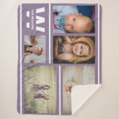 Couverture Sherpa Pinces violettes Photos multiples Monogramme perso (Devant)