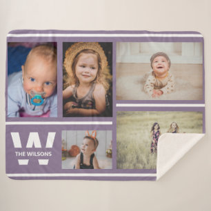 Couverture Sherpa Pinces violettes Photos multiples Monogramme perso
