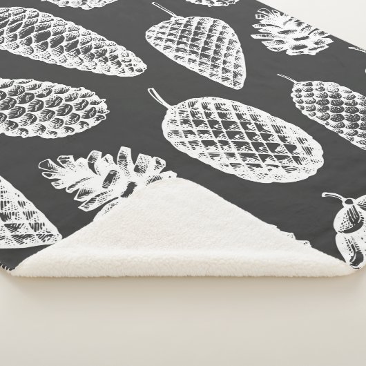 Couverture Sherpa Pine cônes dessinés main sans couture motif. Botan (3/4)