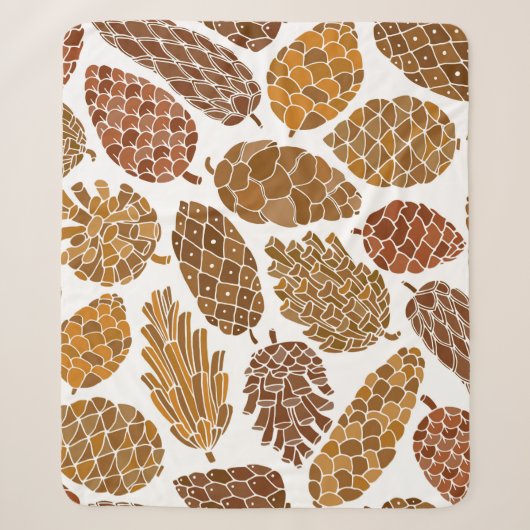 Couverture Sherpa Pine cones seamless pattern (Devant)