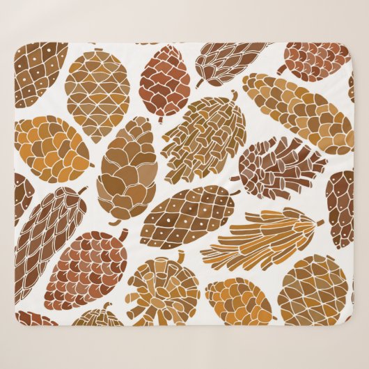 Couverture Sherpa Pine cones seamless pattern (Devant (Horizontal))