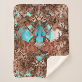 Couverture Sherpa Pine Stag Sherpa Blanket bleu clair