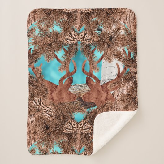 Couverture Sherpa Pine Stag Sherpa Blanket bleu clair (Devant)