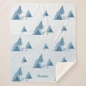 Couverture Sherpa Pine Woods | Hiver | Nom personnalisé (Devant)