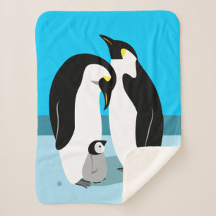 Couverture Sherpa Pingouin avec conception de pingouin bébé