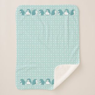 Couverture Sherpa Pingouin bleu