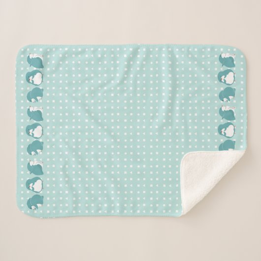 Couverture Sherpa Pingouin bleu (Devant (Horizontal))