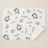 Couverture Sherpa Pingouin mignon noir blanc Personnalisé bébé (Devant (Horizontal))