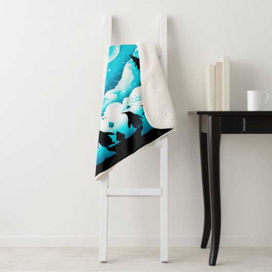 Couverture Sherpa Pingouin personnalisé | Carte Anniversaire (En situation)