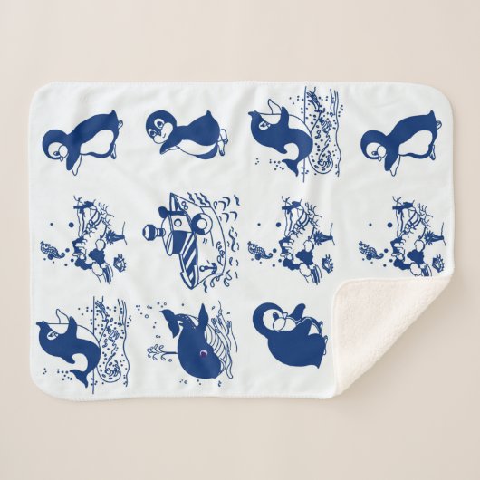 Couverture Sherpa Pingouins, baleines et dauphins (Devant (Horizontal))