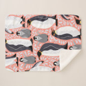 Couverture Sherpa Pingouins empereurs et leurs petits sur un papier  (Devant (Horizontal))