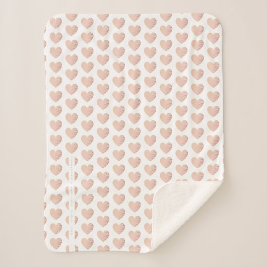 Couverture Sherpa Pink and Golden effect Elegant Heart (Devant)