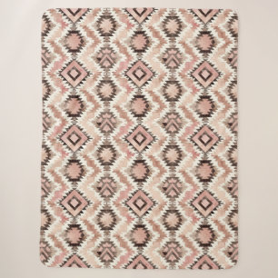 Couverture Sherpa Pink Brown Cowgirl Southwestern Tribal
