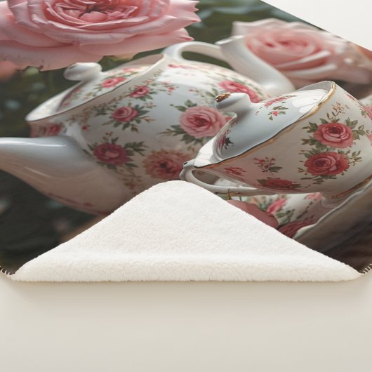 Couverture Sherpa Pink Cabbage Rose Tea  (3/4)