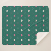 Couverture Sherpa Pink & Green Heart Seamless Pattern Cute Minimal (Devant (Horizontal))