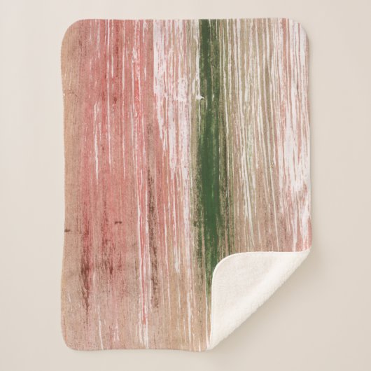 Couverture Sherpa Pink green striped abstract painting art (Devant)