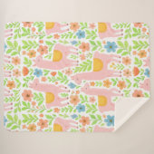 Couverture Sherpa Pink Llamas & Flowers Sherpa Blanket - Customiz (Devant (Horizontal))