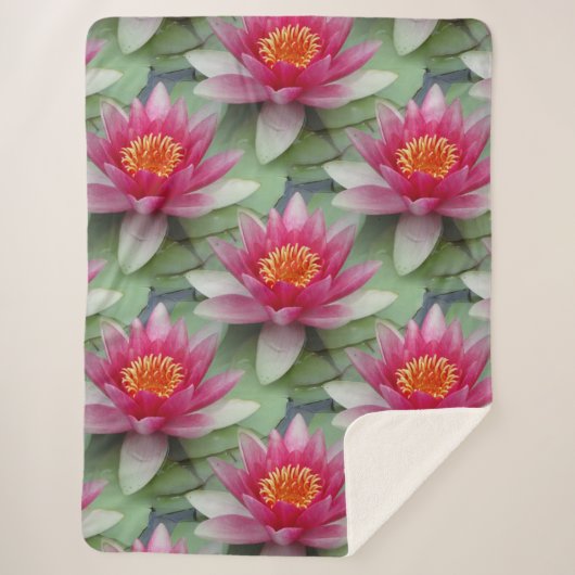 Couverture Sherpa Pink Lotus Water Lily Sherpa Blanche (Devant)