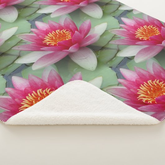 Couverture Sherpa Pink Lotus Water Lily Sherpa Blanche (3/4)
