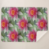 Couverture Sherpa Pink Lotus Water Lily Sherpa Blanche (Devant (Horizontal))