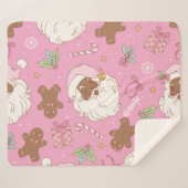 Couverture Sherpa Pink Pastel Christmas Black Santa & Ballerina (Devant (Horizontal))