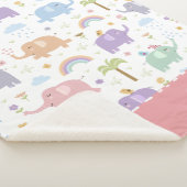 Couverture Sherpa Pink Pastel Elephant Motif pour petite fille (3/4)