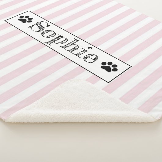 Couverture Sherpa Pink Pastel Stripes Personnalisé Chien Chat Animal (3/4)