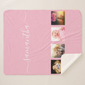 Couverture Sherpa Pink photo collage script monogramme (Devant (Horizontal))
