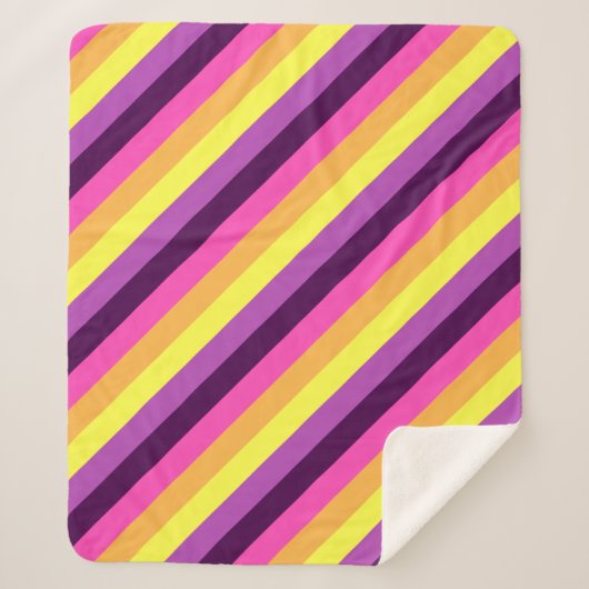 Couverture Sherpa Pink Purple Retro Stripes Moyen Sherpa Blanche (Devant)