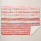 Couverture Sherpa Pink Red White Cane Stripes Christmas (Devant (Horizontal))