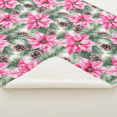 Couverture Sherpa Pink Silver Glam Poinsettia Flowers  (3/4)