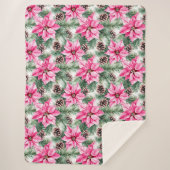 Couverture Sherpa Pink Silver Glam Poinsettia Flowers Christmas (Devant)