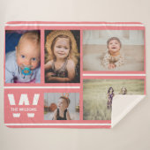Couverture Sherpa Pink Stripes Multiples Photos Personnalisées Monog (Devant (Horizontal))