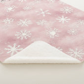 Couverture Sherpa Pink White Snowflakes Christmas (3/4)