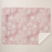 Couverture Sherpa Pink White Snowflakes Christmas (Devant (Horizontal))