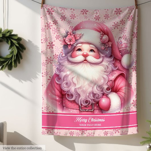 Couverture Sherpa Pinkmas Père Noël personnalisées pour petite fille