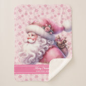 Couverture Sherpa Pinkmas Personnalisé Filles Blanche Père Noël (Devant)