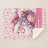 Couverture Sherpa Pinkmas Personnalisé Filles Blanche Père Noël (Devant (Horizontal))