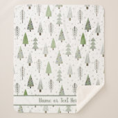 Couverture Sherpa Pins de Noël modernes Sage Green Custom (Devant)