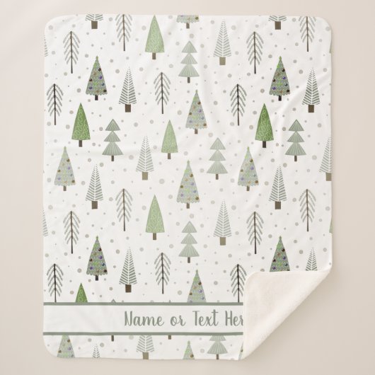 Couverture Sherpa Pins de Noël modernes Sage Green Custom (Devant)