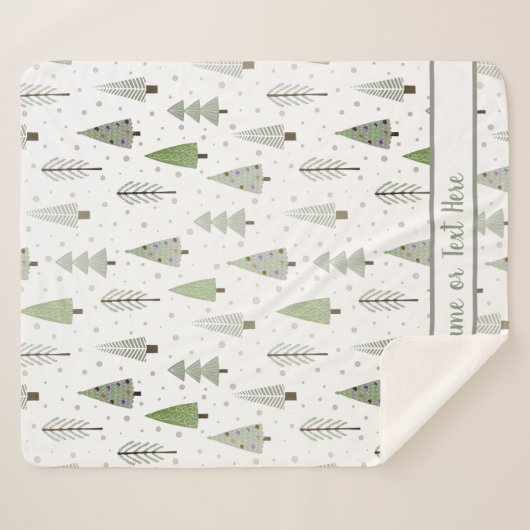 Couverture Sherpa Pins de Noël modernes Sage Green Custom (Devant (Horizontal))