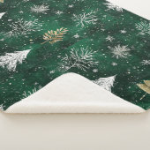 Couverture Sherpa Pins d'or Silver Snowflakes Hunter Green (3/4)