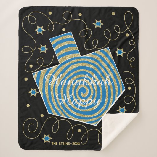 Couverture Sherpa Pinwheel Dreidel Sherpa Hanoukka Blanche/Moyen (Devant)