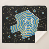 Couverture Sherpa Pinwheel Dreidel Sherpa Hanoukka Blanche/Moyen (Devant (Horizontal))