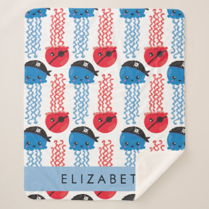 Couverture Sherpa Pirate Jellyfish, Motif de méduses, Votre nom
